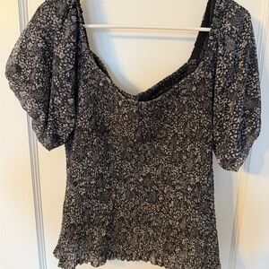 Anthropologie Black and White Patterned Blouse